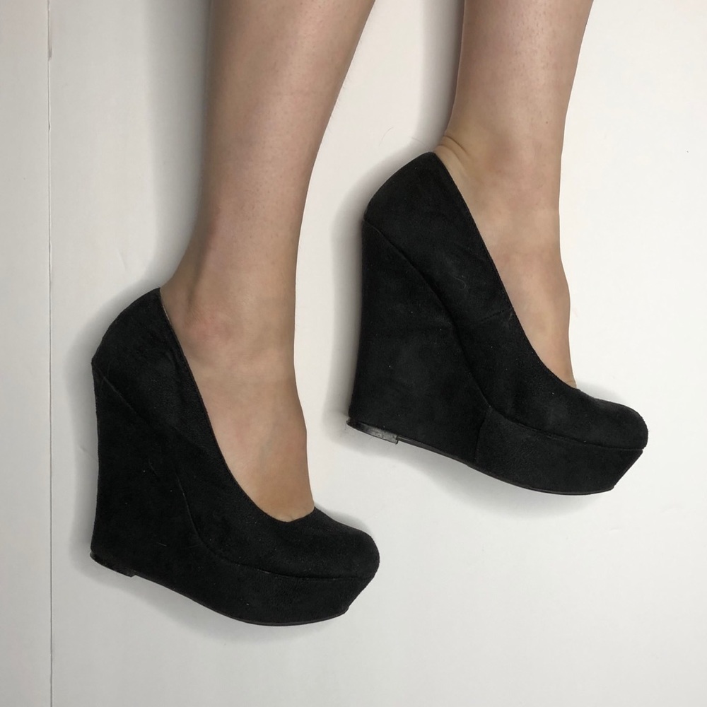 Massimo Black Wedge Platform Heel